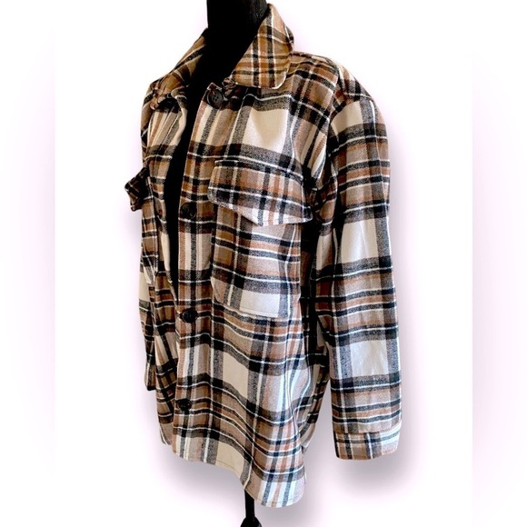 Miss Selfie Flannel PLAID Button Down Oversized Shirt Shacket Long Sleeve XL - Picture 11 of 11